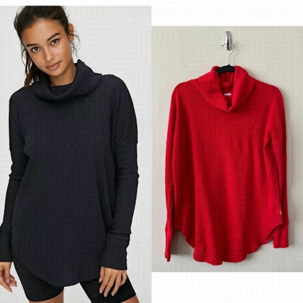 Aritiza-Tna Lipstick Red Thermal Cowlneck
